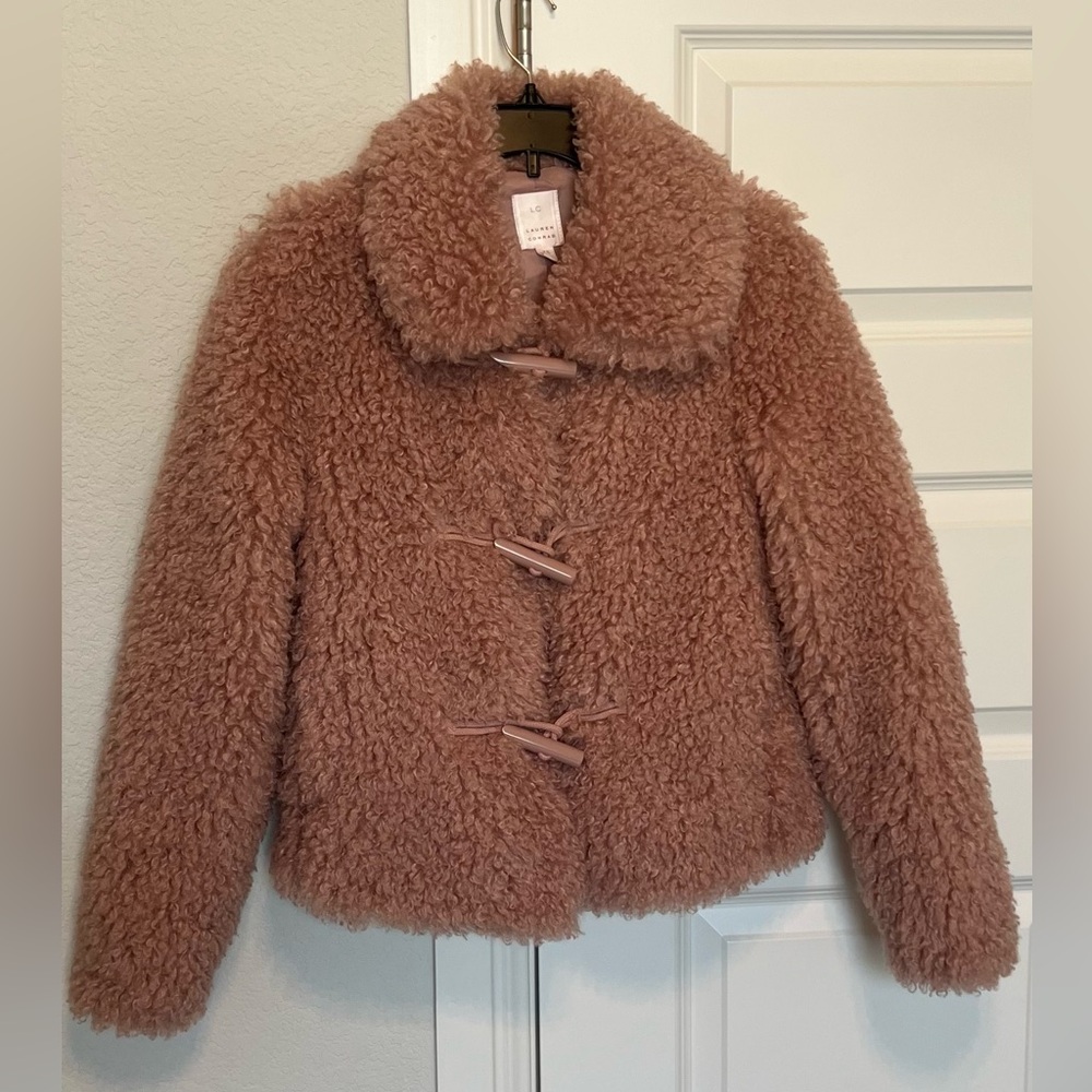 LC Lauren Conrad Pink Faux Fur Jacket